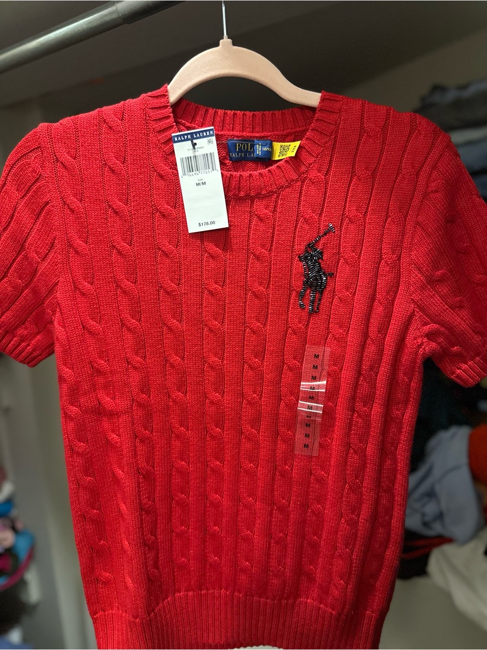 Polo by Ralph Lauren Red Cable Knit Crewneck Top - Picture 3 of 4